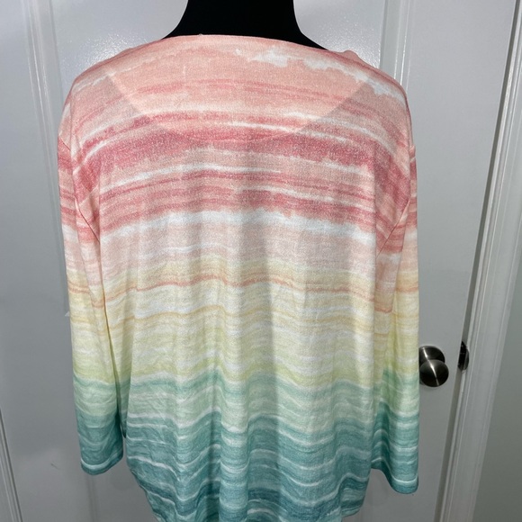 Alfred Dunner Pink and Blue Gradient Blouse PL CB-70 - Picture 6 of 7